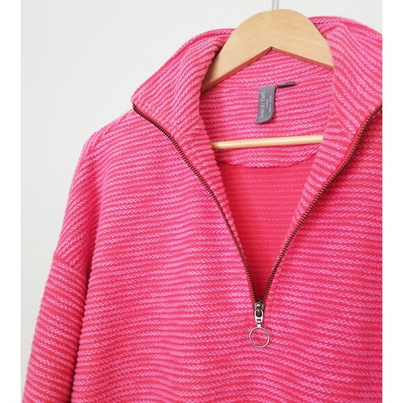Sweaty Betty Rest Up Textured Half Zip Pullover Sweatshirt Tulip Red Pink S $128 - Picture 12 of 16